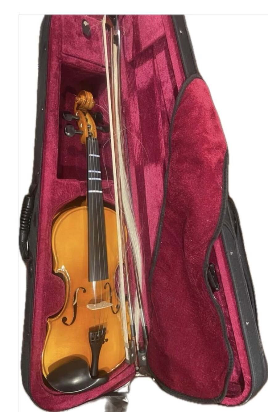 Mendini Acoustic 3/4 Violin Natural Gloss with Case and Bow